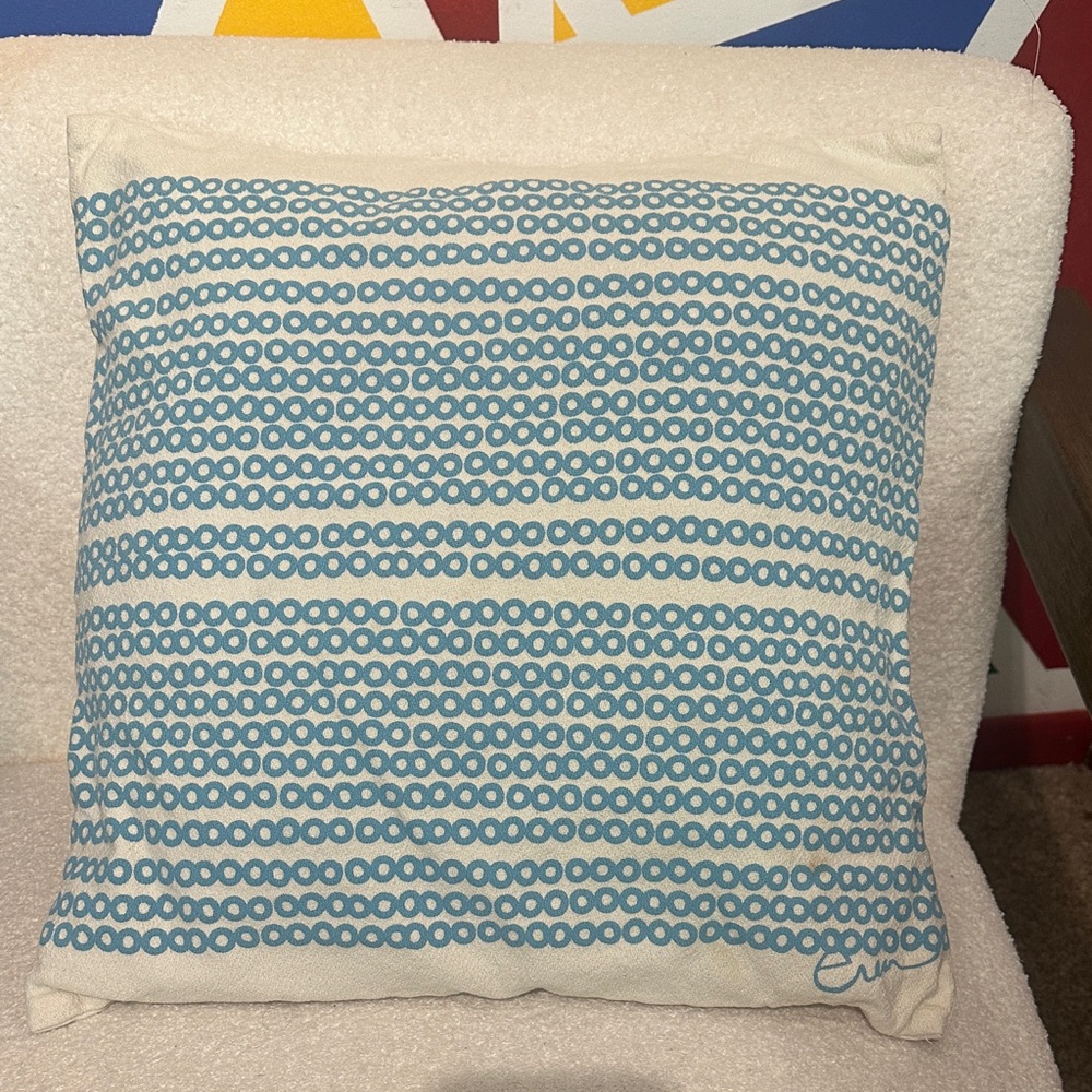 Blue and White Accent Pillow